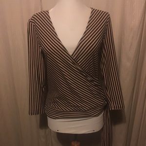 INC Deep V Neck Striped Top